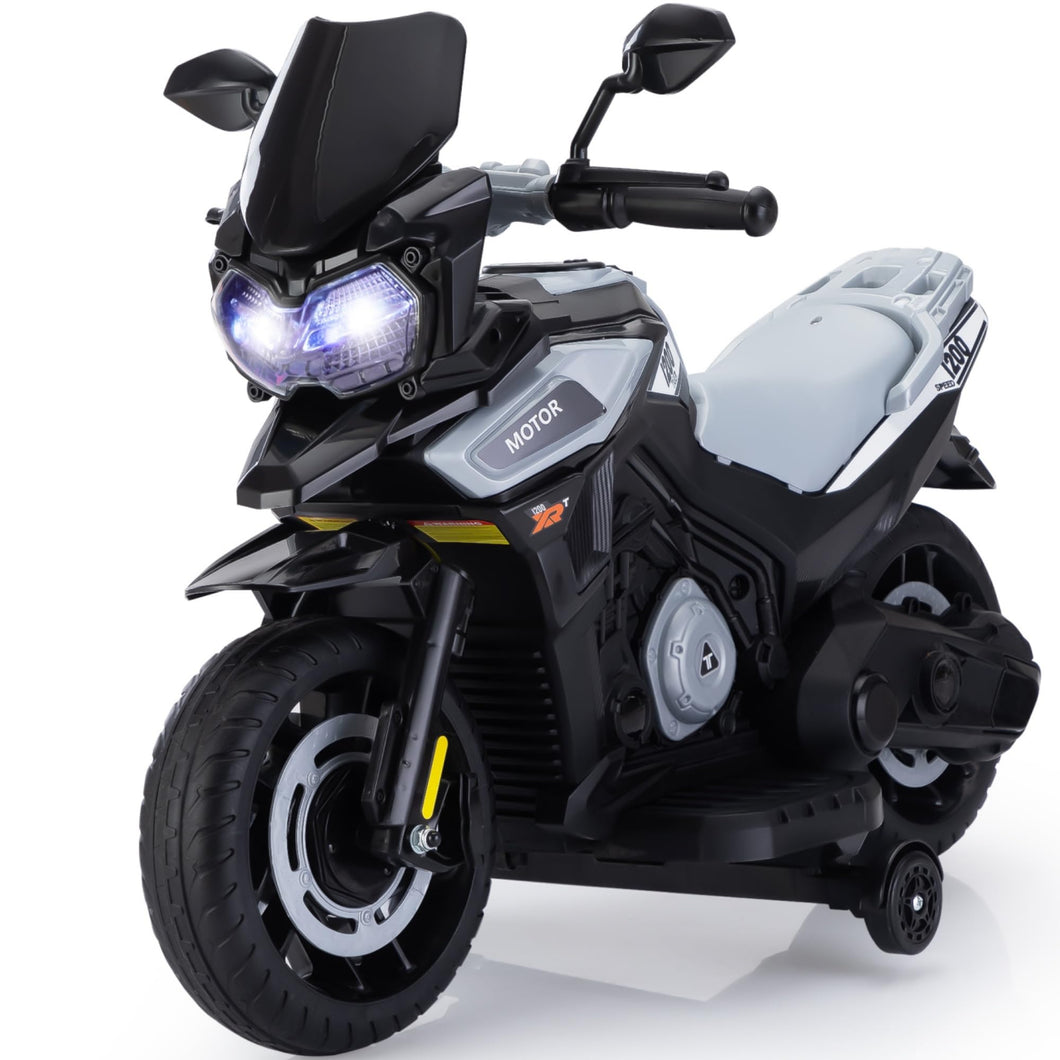 12V Electric Motorcycle for Kids Ride on Toys Motorbike Battery Powered Off-Road Dirt Bikes, Silver