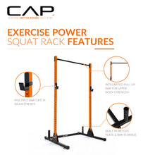 Load image into Gallery viewer, CAP Barbell Power Rack with Pull Up Bar &amp; Attachments - Orange
