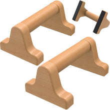 Load image into Gallery viewer, Parallettes Bars, Wood Push Up Bars Handstand Bar with Non-Slip Base, Wooden Calisthenics Equipment for Home Fitness Training, Push Up Stands Handle for Floor Workouts, Supports 600 lbs
