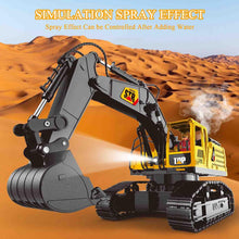 Load image into Gallery viewer, Remote Control Excavator Toys, 14 Channel 1:14 RC Construction Vehicles Toy with Mist Spray, 2.4GHZ Light and Sound RC Digger
