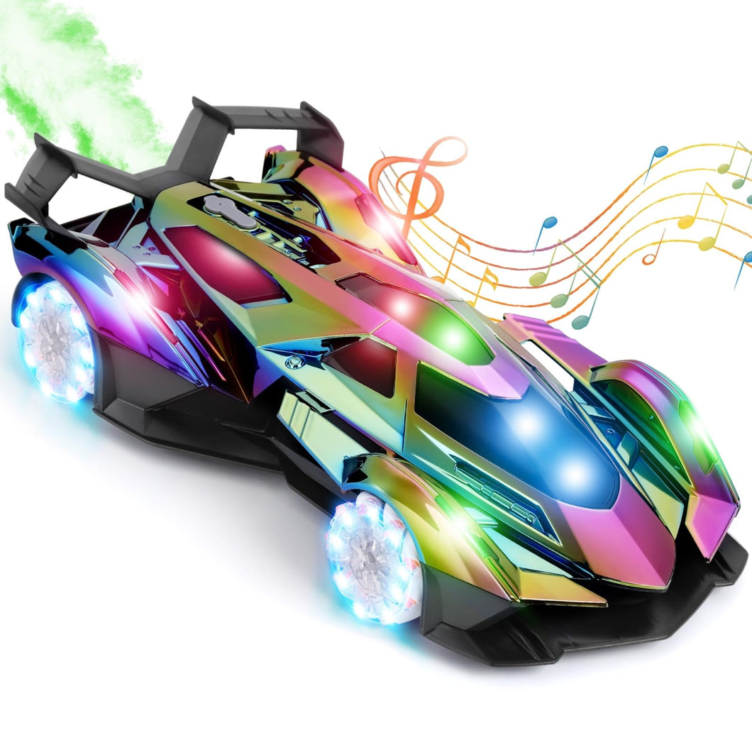 Lambo Remote Control Car for Boys 4-7,1:12 RC Car for Boys 8-12 with 360° Rotating, Lights, Music and Spray, 10-12km/h