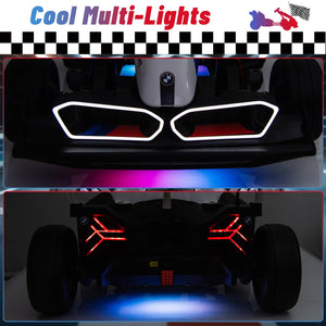 24V 9AH Electric Go Kart with Adjustable Seat  2 * 200W Motors, Drift Mode and 2 Speed, Licensed BMW (White)