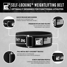 Load image into Gallery viewer, Element 26 Self-Locking Weight Lifting Belt (Extra Large, Black Custom Patch) (BLT-BLK-CP-US)
