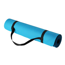 Load image into Gallery viewer, Amazon Basics 0.25-inch Thick TPE Exercise Yoga Mat with Carrying Strap, Aqua
