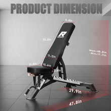 Load image into Gallery viewer, RitFit Adjustable/Foldable Utility Weight Bench for Home Gym, Weightlifting and Strength Training - Bonus Workout Poster with 35 Total Body Exercises
