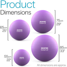 Load image into Gallery viewer, Core Balance Exercise Ball for Workouts, Anti-Burst and Slip Resistant, Swiss Yoga Ball (33" / 85cm Purple)
