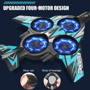 RC Plane 4 Channel, Remote Control Airplane Fighter with 3 Modes, Stunt Roll, Cool Light, Two Batteries, F-22 RC Plane Ready to Fly