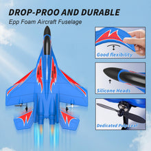Load image into Gallery viewer, QFCST Foam Remote Control Wireless Airplanes RC Planes, Remote Control Fighter Toys, 2CH 2.4Ghz RC Fighter Jet with Light, Hobby Rc Airplanes Easy to Fly for Kids Boys Adults(Yellow)
