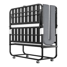 Load image into Gallery viewer, FYYXTEE Folding Bed with Memory Mattress, Twin Portable Roll Away Guest Bed with Wheels, Widened Grid Support Frame, Space-Saving for Office, Room, Basement, Small Apartment, 75" x 38" with HEADBOARD
