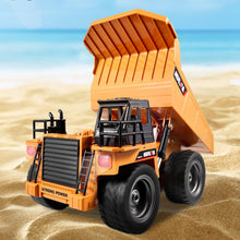 Load image into Gallery viewer, 9CH Alloy RC Dump Truck 1/18, 4WD Hauler Construction Vehicle Model, Metal Cabin, 2.4Ghz Radio Control Mine Tractor
