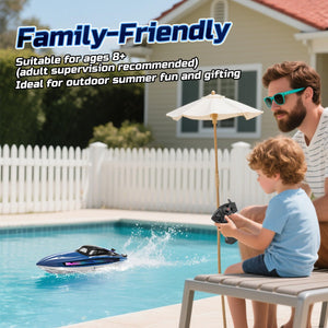 RC Boats for Adults, Remote Control Boat for Pools and Lakes, WF17 25+ KMH Fast RC Speed Boat with 7 LED Light Modes, Blue