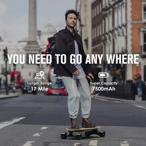 Electric Skateboard with Remote, 1800W Brushless Motor, 17 Miles Range & 25Mph Top Speed, Max Load 330lbs, Electric Longboard