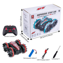 Load image into Gallery viewer, Amphibious RC Car, 2.4GHz Off-Road Stunt Truck, All Terrain 4WD Remote Control Toy, Land Water Vehicle with 360° Rotation for Kids (Red)
