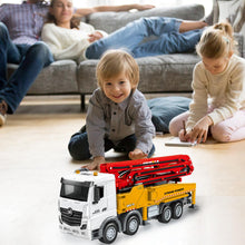 Load image into Gallery viewer, RC Concrete Pump Truck Toy for Kids, 11 Channel 2.4G Diecast Construction Trucks with Working Water Pump

