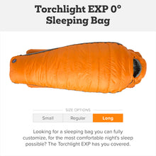 Load image into Gallery viewer, Big Agnes Torchlight EXP - Ultralight Sleeping Bag, 0 Degree, Long
