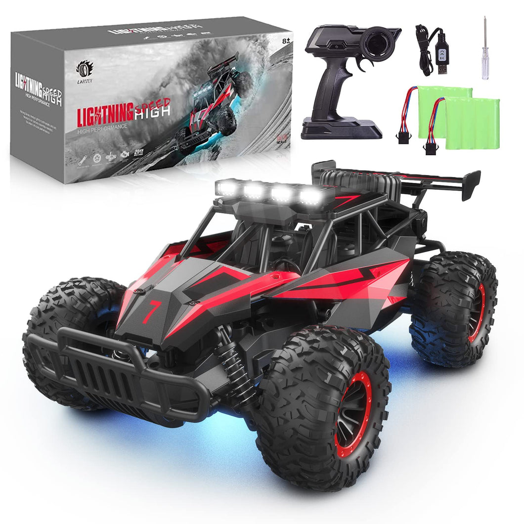 1:16 Scale Remote Control Car, 20 Km/h High Speed Remote Control Truck Off Road RC Monster Vehicle with LED