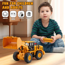 Load image into Gallery viewer, 7 Channel RC Bulldozer Toys for Kids, Remote Control Construction Vehicle for Boys 3-5 Years Old, 2.4G Loader Engineering Truck
