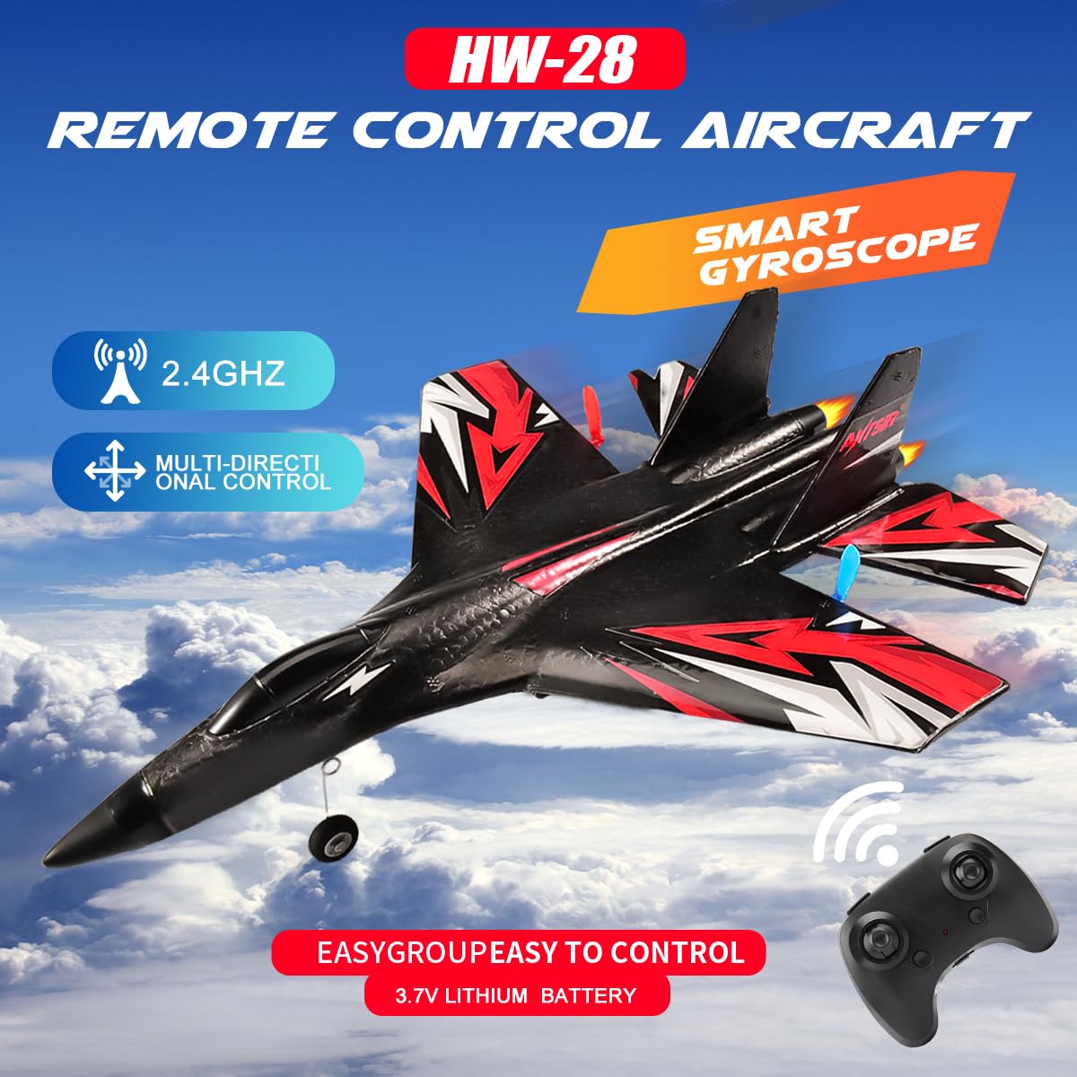 RC Airplane Ready to Fly Remote Control Airplane W/ 2 Batteries & 6-ax ...
