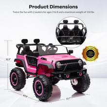 Load image into Gallery viewer, 24V 2 Seater Kids Ride On Car, 4 Wheeler Truck Ride On Toys for Big Kids with 5.5MPH Max Speed, Remote Control, Pink
