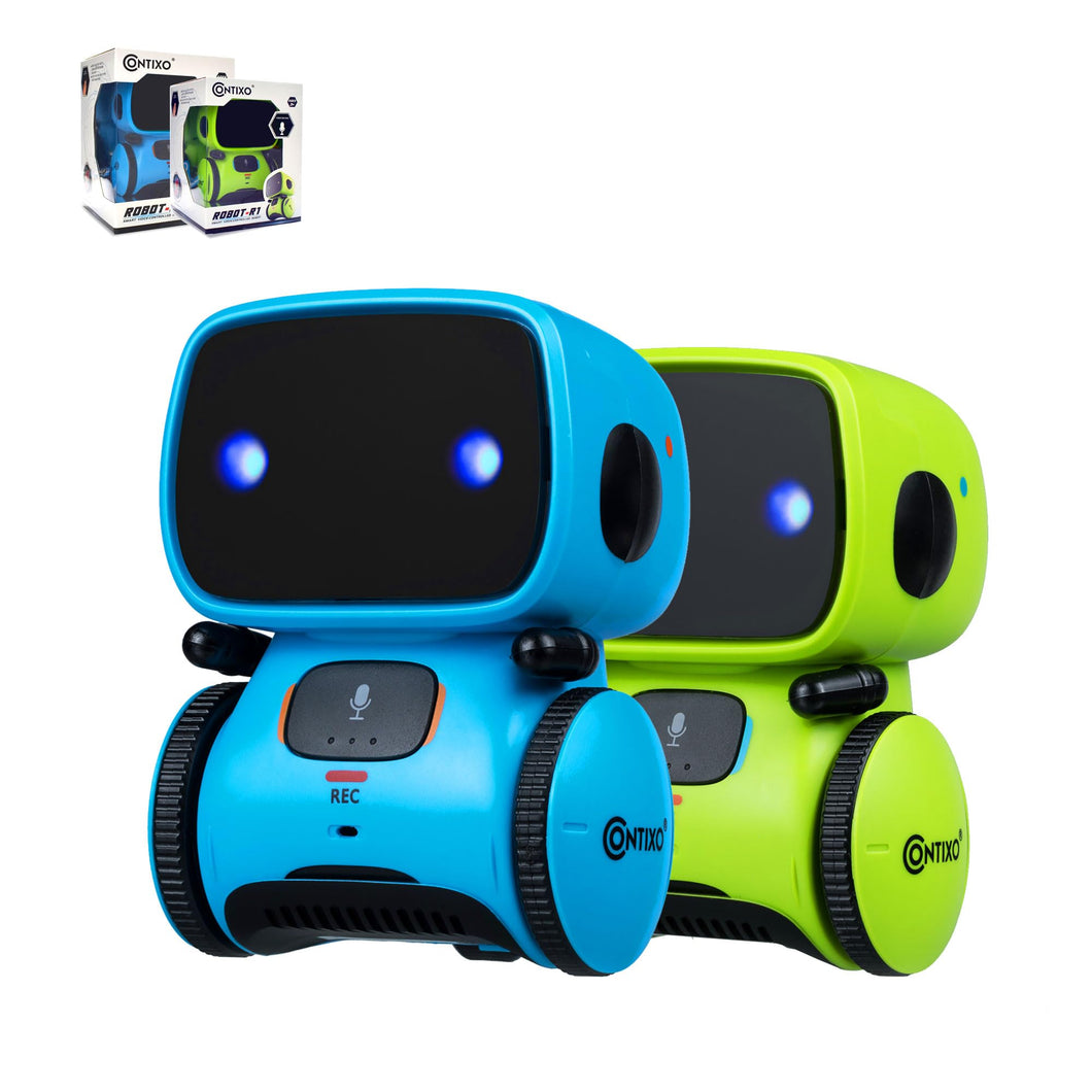 R1 Robot Toys for Kids 2 Pack Bundle - Smart Robot for Kids Voice Control Talking Dancing Learning Educational Toy- Blue, Green