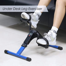 Load image into Gallery viewer, Folding Pedal Exerciser, Mini Exercise Bike Under Desk Bike Foot Pedal Exerciser - Blue

