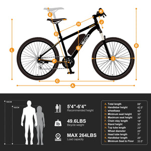 Electric Bike for Adults with Peak 500W Brushless Motor, 40Miles 20MPH Commuting Electric Mountain Bike with 360Wh Removable Battery