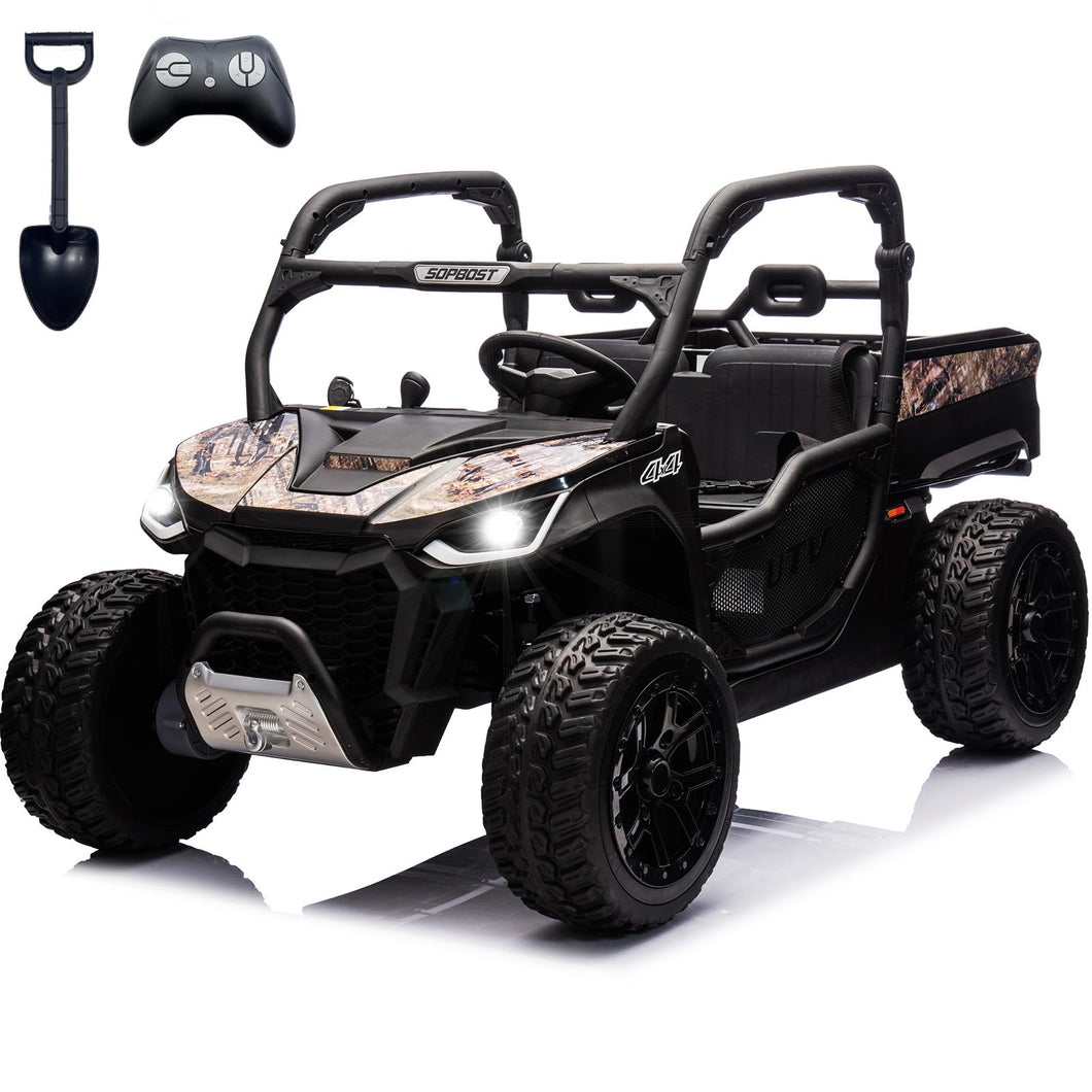 XL Ride On Dump Truck with Electric Dump Bed, 24V 2 Seater Ride on Toys Car with Remote Control, 4WD Kids Electric Car, Black