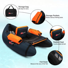 Load image into Gallery viewer, PEXMOR Inflatable Fishing Float Tube,350LBS Capacity, with Storage Pockets and Comfortable Padded Seat,Adjustable Shoulder Straps and Carry Bag, for River Lake Fishing,bass Fly Fishing,Blue
