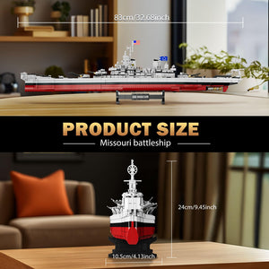 Missouri Battleship Building Kits for Adult Boys (2228 Pieces) - Large Military World-Class Missouri Battleship Model