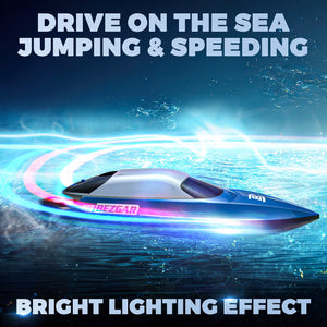 Remote Control Boat- 2.4GHz RC Boat with Rechargeable Battery, Fast Speed 20+ MPH with Double-Hatch Design for Lakes & Pools, Summer Toys