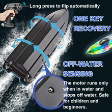 Load image into Gallery viewer, RC Boat with LED Light for Kids, 15KM/H, 2.4G Remote Control Boat with LED Lights, RC Electric Boats for Pools and Lakes
