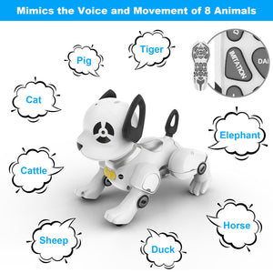 Remote Control Robot Dog Toy, RC Dog Programmable Smart Interactive Robotic Pets, RC Stunt Robot Toys Dog Imitates, White