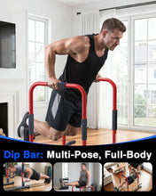 Load image into Gallery viewer, 2026 Upgrade Adjustable 2-in-1 Dip Bar Station &amp; Push Up Bars for Home Gym - Red

