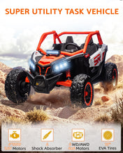 Load image into Gallery viewer, 24V 7AH 2 Seater Power Wheels for Big Kid, 25&quot; 4WD Largre Kids&#39; Electric Vehicles with Remote Control for Girls &amp; Boys, Orange
