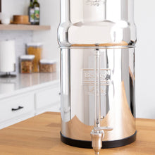 Load image into Gallery viewer, Travel Berkey Gravity-Fed Water Filter System with 2 Black Berkey Elements Plus Deluxe 7" Stainless Steel Water View Spigot
