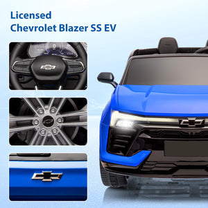 Baby Car 24V 2-Seater SUV Licensed Chevrolet Blazer Ride On Toy w/Parent Remote Control,4xSpring Suspension, Blue