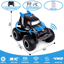 Load image into Gallery viewer, Amphibious Remote Control Cars, 1/20 Stunt RC Rock Crawler Monster Truck Toy with Two Alternative Rechargeable Batteries, Blue
