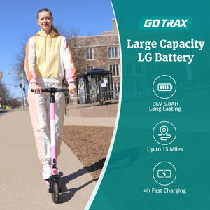 Ultra Electric Scooter, 8.5" Honeycomb Tire, Max 13 Mile and 15.5 Mph 300W Motor, Bright Headlight (Pink)