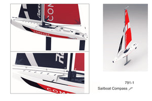 53” Inch Remote Control Boat RC Pre-Assemble Sail Accessories Kits 2.4G Electric Sailboat Watercraft for Adults Boys (S)