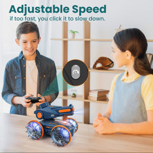 Amphibious Remote Control Car - Stunt Toy for Kids Ages 6-8-12, Water & Land 4WD with Gesture Sensing, Lights