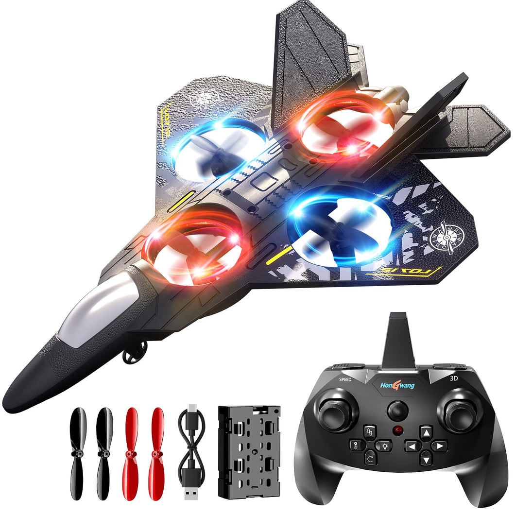 Foam Remote Control Airplanes RC Planes for Kids Adults 4-8, Remote Control Planes Fighter Jet with Light, 360° Flip Fighter Jet Toy
