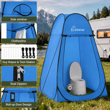 Load image into Gallery viewer, Wolfwise Pop Up Shower Tent for Camping Essentials, Portable Instant Changing Tent with Ventilation Window &amp; Carry Bag, Privacy Dressing Room Bathroom Toilet for Beach &amp; Outdoor, Spacious, Blue
