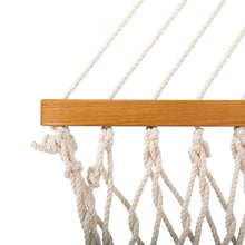 Load image into Gallery viewer, Original Pawleys Island Large Oatmeal DuraCord Rope Hammock – 13 ft. x 55 in., 2-Person, 450 lb Capacity, Oak Spreader Bar, Zinc-Plated Hardware, Handcrafted in the USA
