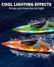 Load image into Gallery viewer, Remote Control Boat for Kids Adults: 2Pack RC Boat with LED Lights for Pools Lakes, 2.4Ghz, 50-100Mins Long Playtime, Rechargeable Batteries
