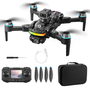 Remote with Screen Drone with Camera for Adult,1080P RC Drone with Flashing Lights, Smart Obstacle Avoidance FPV for Beginners