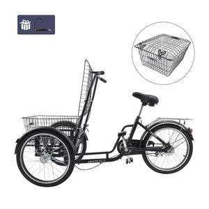 Bruce & Shark Multi-Purpose 3 Wheel Tricycle with Large Basket, 20 Inches Wheel,Rear Brake,Bearing Weight 330lbs