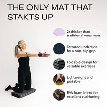 Load image into Gallery viewer, Stakt Foldable Yoga Mat Pro, 2 in 1 with Premium Textured Grip, Non Slip, Folding Exercise and Fitness Mat for Pilates, Strength Training, and High Impact Workouts - Black
