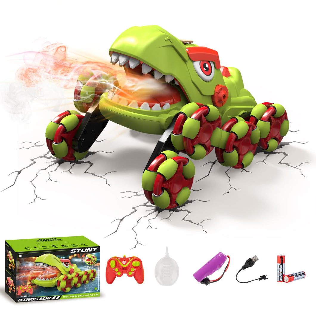 Dinosaur Remote Control Car for Kids, 8WD RC Stunt Car with Spray & Light & Music, Remote Control Toy Vehicle for Boys Girls 6-12, Birthday