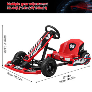 Drift Kart, Adjustable Electric Go Kart with 350W Motor and EVA Tires for Outdoor Fun and Ages 8-12 Red