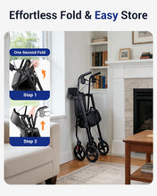 Load image into Gallery viewer, Telgome Rollator Walker with Seat, Foldable Walkers for Seniors with Seat, Thickened Frame 350 lbs Load, Height Adjustable,8'' Big Wheels, Rolling Walker,Black
